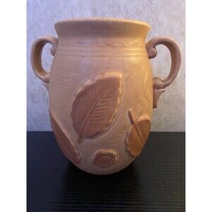 Vintage Weller Pottery Vase 1920's with  floral and leaf decorations 8.5"
